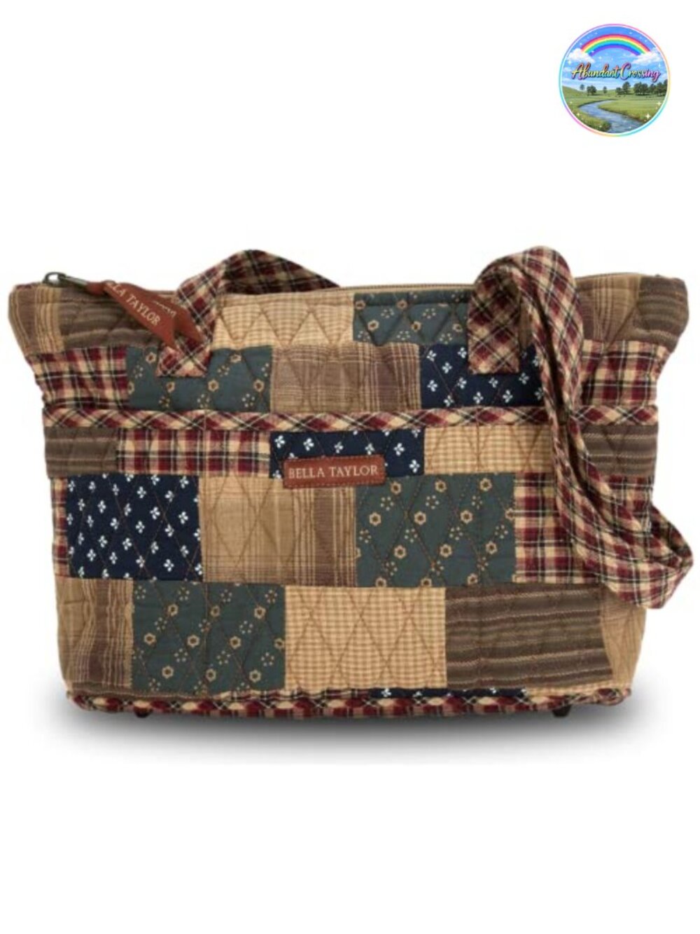 Small Quilted Cotton Shoulder Tote with 10 Pockets